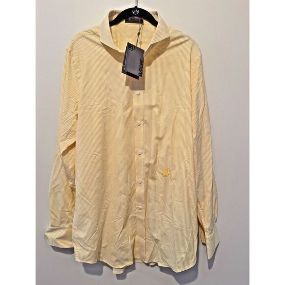 G/FORE Golf Men's Large Embroidered Skull Performance Yellow Striped Button Down